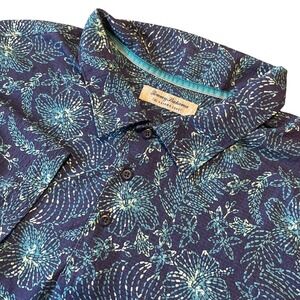 Tommy Bahama The Bahamas Coast 2XLB Floral Print Polo Shirt Blue Green